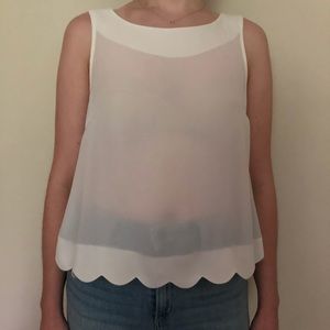 Double Zero white scalloped top